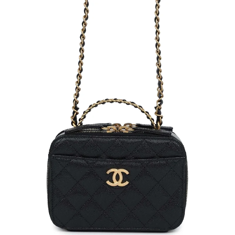 Chanel Classic Flap Bag for Evening PartyChanel Mini Pick Me Up Top Handle Vanity Case Black Caviar Brushed Gold Hardware