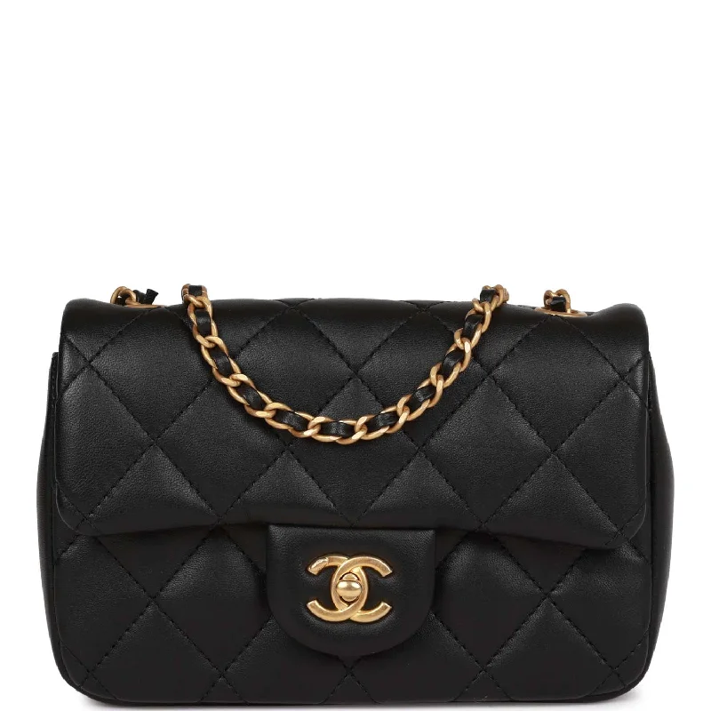 Chanel Vintage Inspired Handbag for Retro LoversChanel Mini Rectangular Heart Flap Bag Black Lambskin Aged Gold Hardware