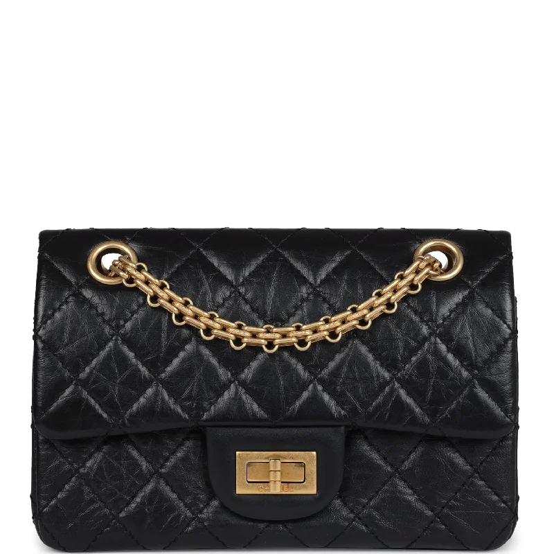 Chanel Black Handbag for Business MeetingsChanel Mini Reissue 224 2.55 Flap Bag Black Crumpled Aged Calfskin Antique Gold Hardware