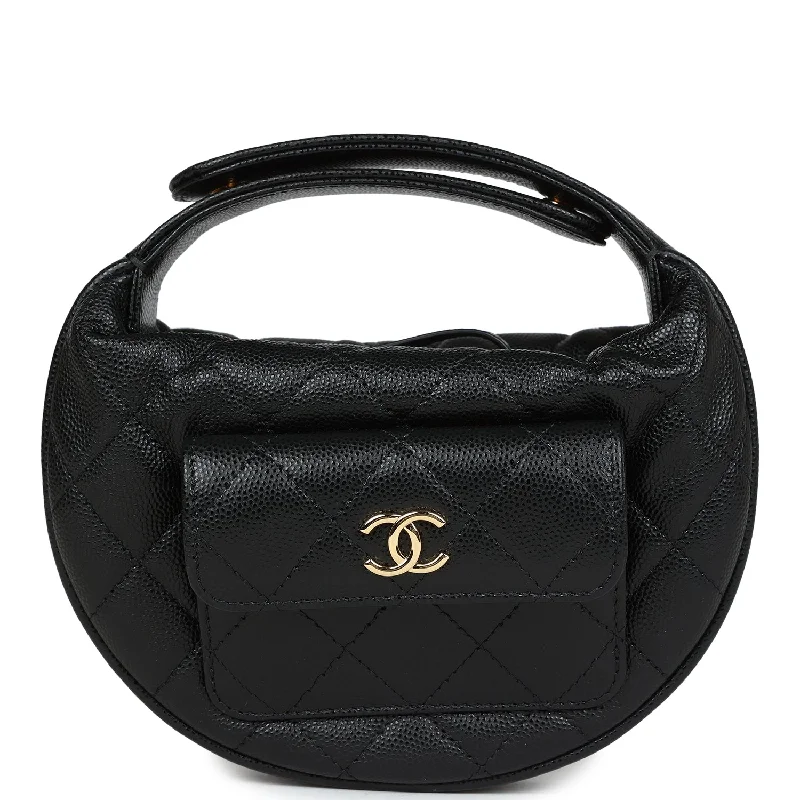 Chanel New Arrival Handbag with Gold HardwareChanel Mini Round Hobo Pouch Bag Black Caviar Gold Hardware