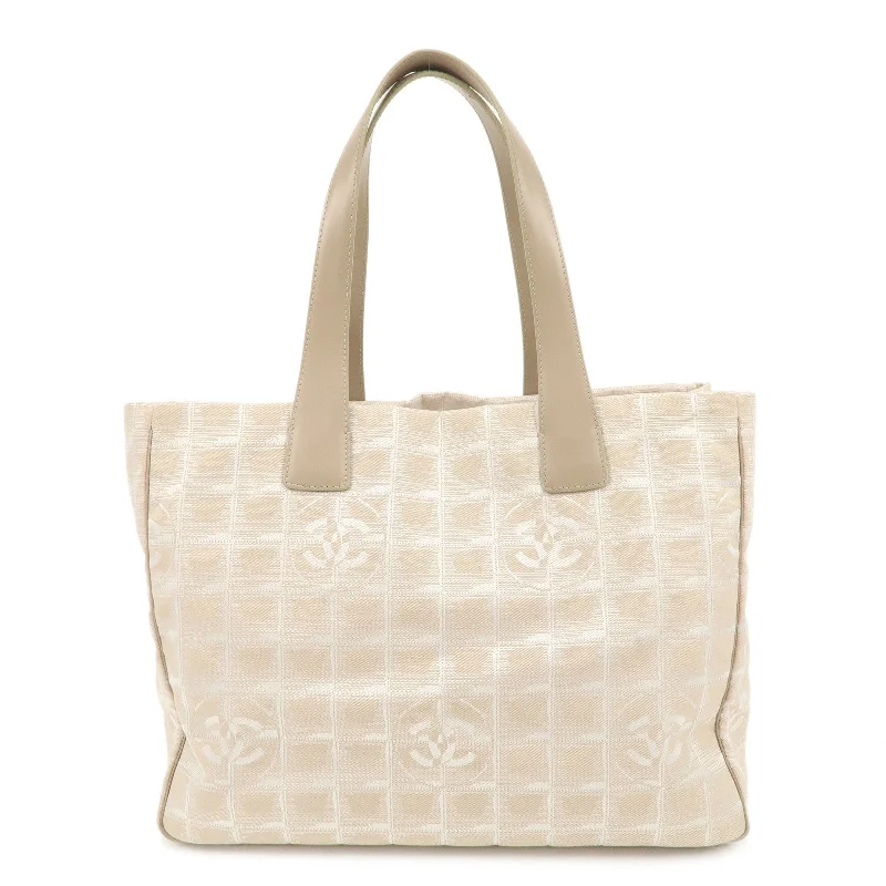 Chanel Lightweight Handbag for Daily ErrandsCHANEL New Travel Line MM Jacquard Leather Tote Bag Beige A15991