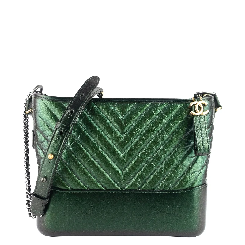 Chanel Quilted Leather Shoulder Bag for FashionistasGabrielle Medium Chevron Metallic Leather Hobo Bag