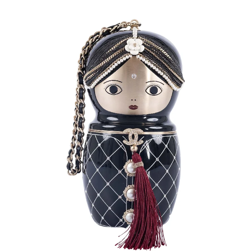 Chanel All - Match Handbag for Versatile StylingCHANEL Paris-Bombay Black Lucite Métiers d’Art Matryoshka Runway Bag