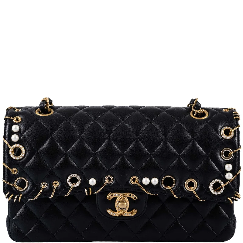 Chanel Limited Edition Handbag for CollectorsCHANEL Piercing Chic Black Medium Classic Double Flap Bag 2018