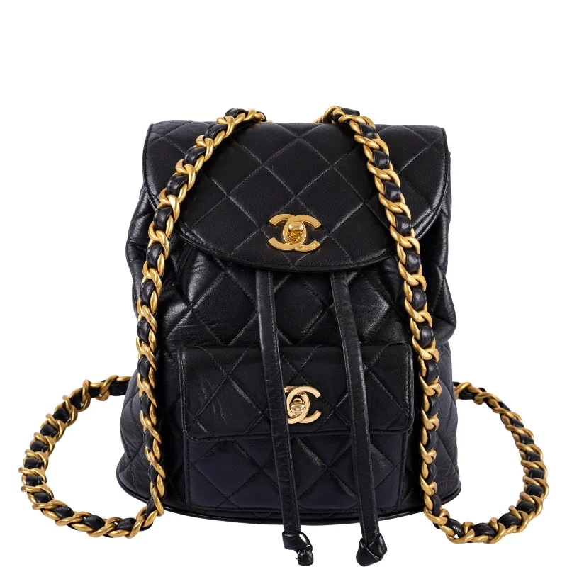 Chanel Quilted Leather Shoulder Bag for FashionistasChanel Mini Duma Backpack Black Quilted Lambskin Gold Hardware