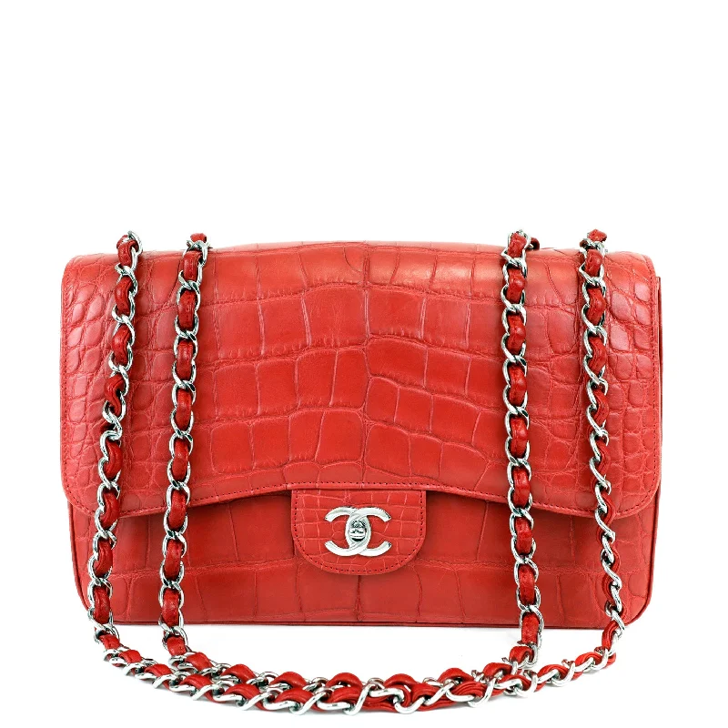 Chanel Colorful Handbag for Spring OutfitsChanel Red Crocodile Jumbo Classic with Silver Hardware