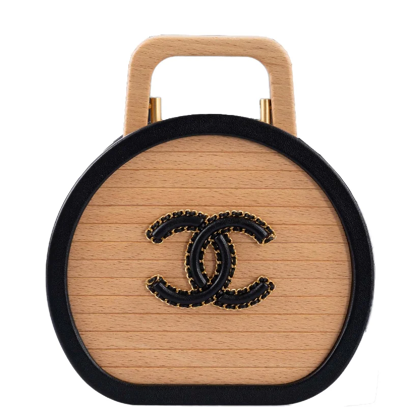 Chanel Limited Edition Handbag for CollectorsChanel Round CC Vanity Case Beechwood and Black Lambskin Gold Hardware