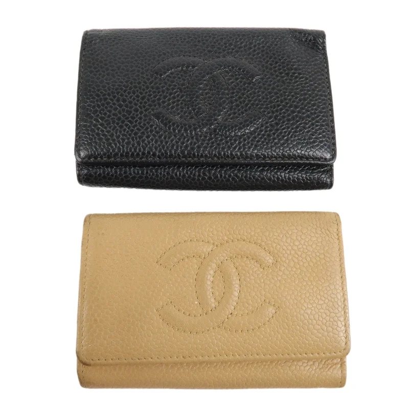 Chanel Vintage Inspired Handbag for Retro LoversCHANEL Set of 2 Caviar Skin Coco Mark 6 Key Case A01439 A13502