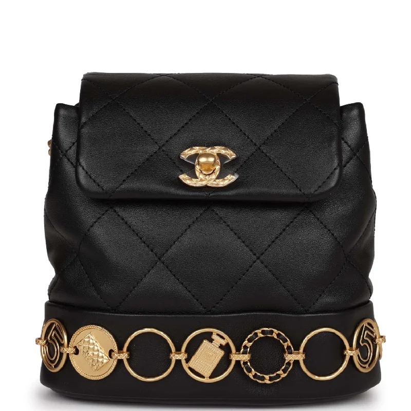 Chanel Lightweight Handbag for Daily ErrandsChanel Small Charm Backpack Black Calfskin Aged Gold Hardware