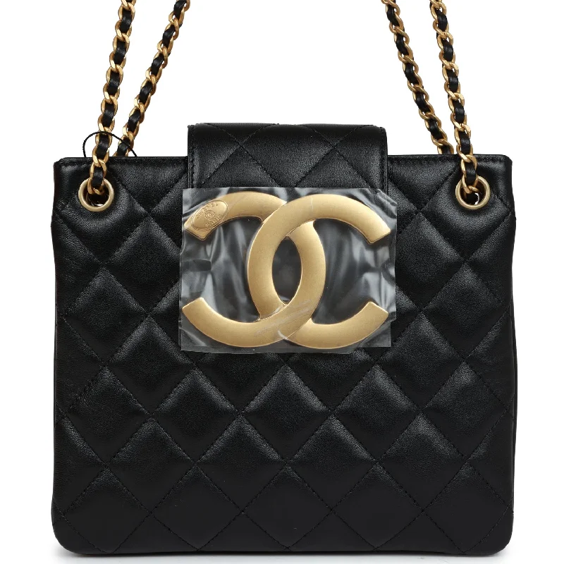 Chanel Vintage Inspired Handbag for Retro LoversChanel Small Quilted CC Shoulder Bag Black Lambskin Antique Gold Hardware