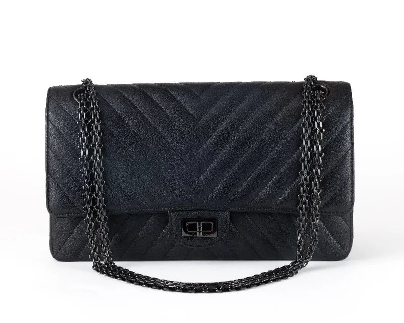 Chanel Lightweight Handbag for Daily ErrandsChanel So Black Chevron Quilted Medium Classic w/ Black Hardware