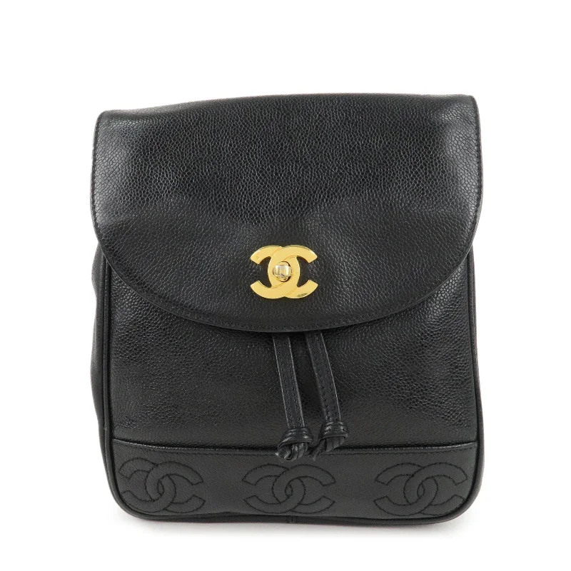 Chanel Black Handbag for Business MeetingsCHANEL Triple COCO Caviar Skin Chain Back Pack Black Gold