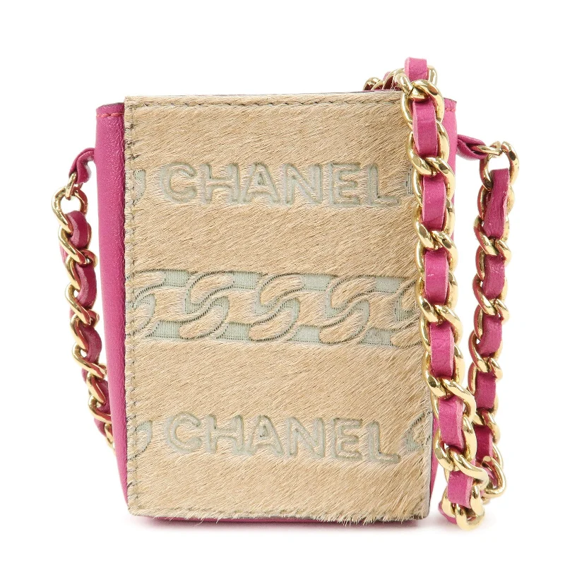 Chanel Small Crossbody Bag for TravelCHANEL Unborn Calf Lamb Skin Chain Shoulder Cigarette Case