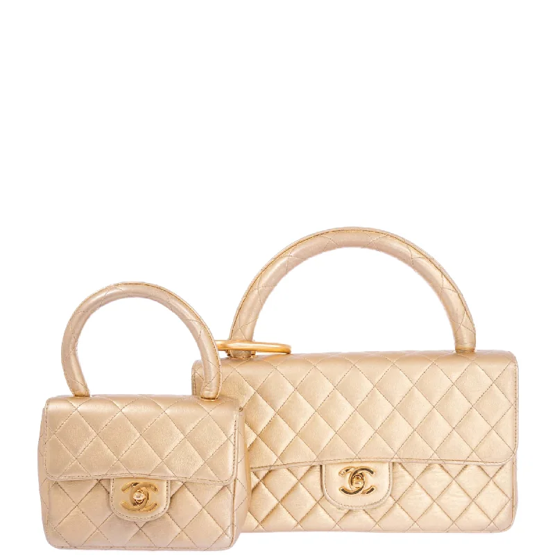 Chanel Classic Flap Bag for Evening PartyChanel Vintage 1992 Classic Flap two-in-one Gold Metallic Bag