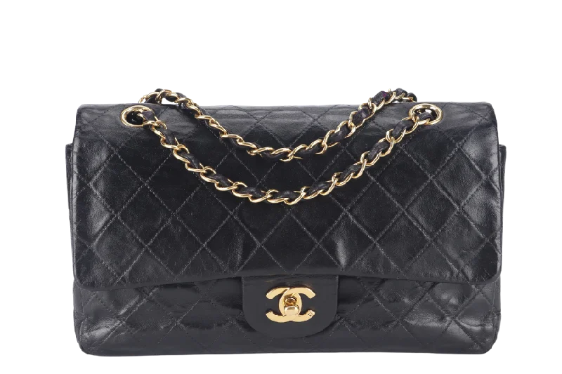 Chanel Quilted Leather Shoulder Bag for FashionistasCHANEL VINTAGE CLASSIC DOUBLE FLAP (341xxxx) SMALL BLACK LAMBSKIN LEATHER GOLD HARDWARE NO DUST COVER