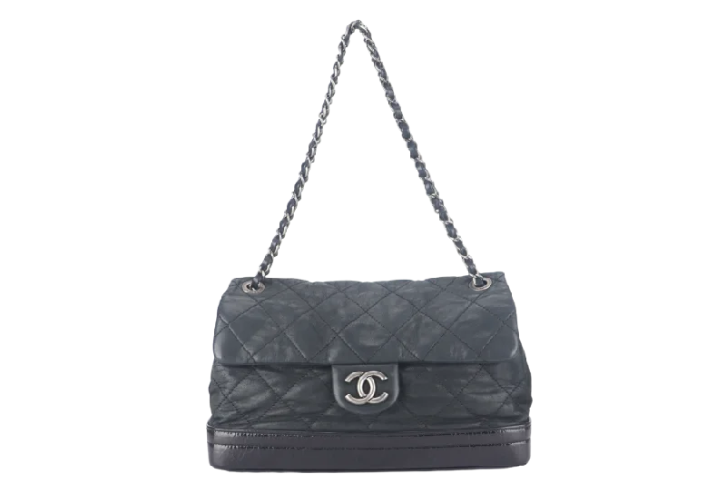 Chanel New Arrival Handbag with Gold HardwareCHANEL VIP FLAP BAG (1514xxxx) BLACK IRIDESCENT CALFSKIN RUTHENIUM HARDWARE WITH DUST COVER