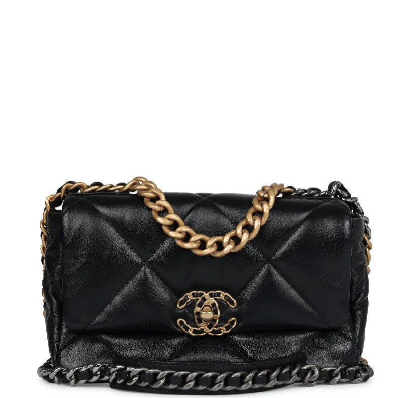 Chanel Colorful Handbag for Spring OutfitsPre-owned Chanel Medium 19 Flap Bag Black Lambskin Mixed Hardware