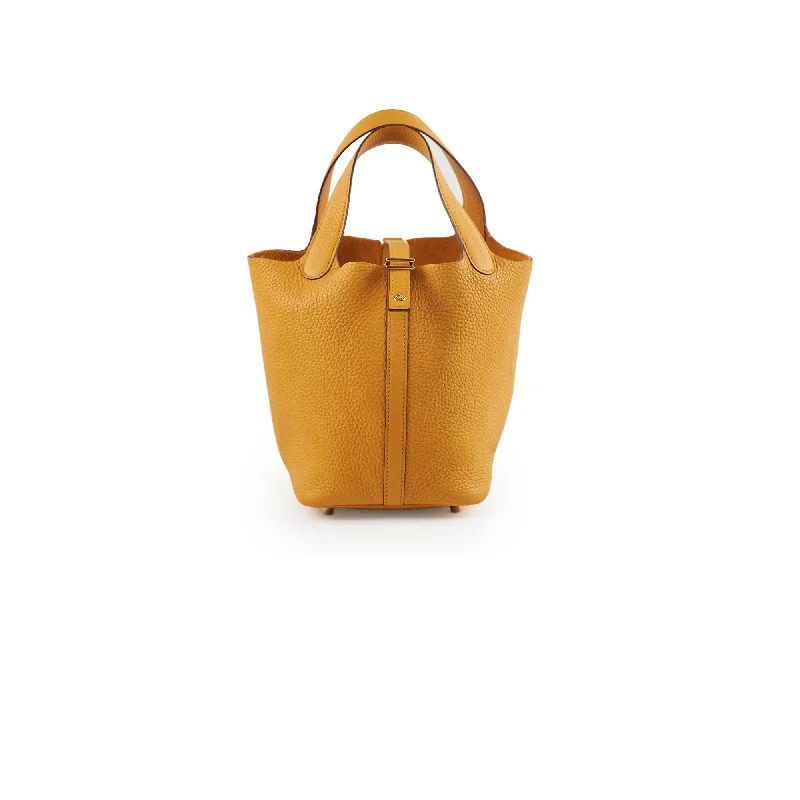 Water - Resistant Hermes Beach Bags for Summer FunHermes 18 Picotin Jaune Amber Y Stamp 2020