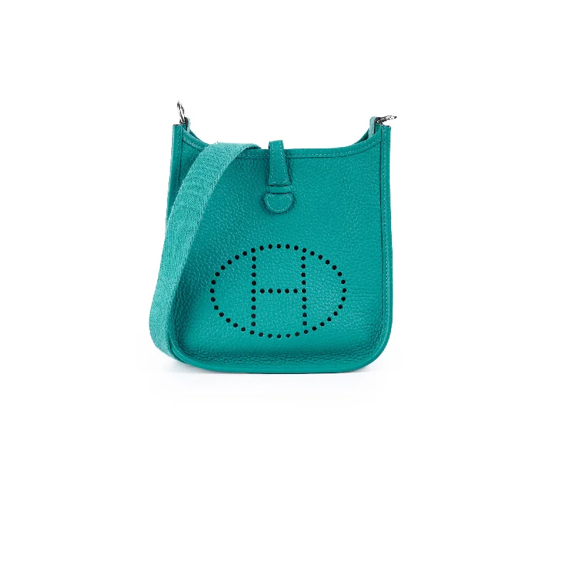 Foldable Hermes Shopping Totes for Added ConvenienceHermes Mini Evelyne Green Clemence -  D Stamp