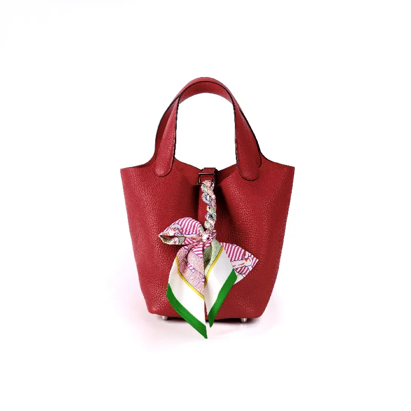 Functional Hermes Roulis Bags with Multiple CompartmentsHermes Picotin 18 Clemence Red- C Stamp