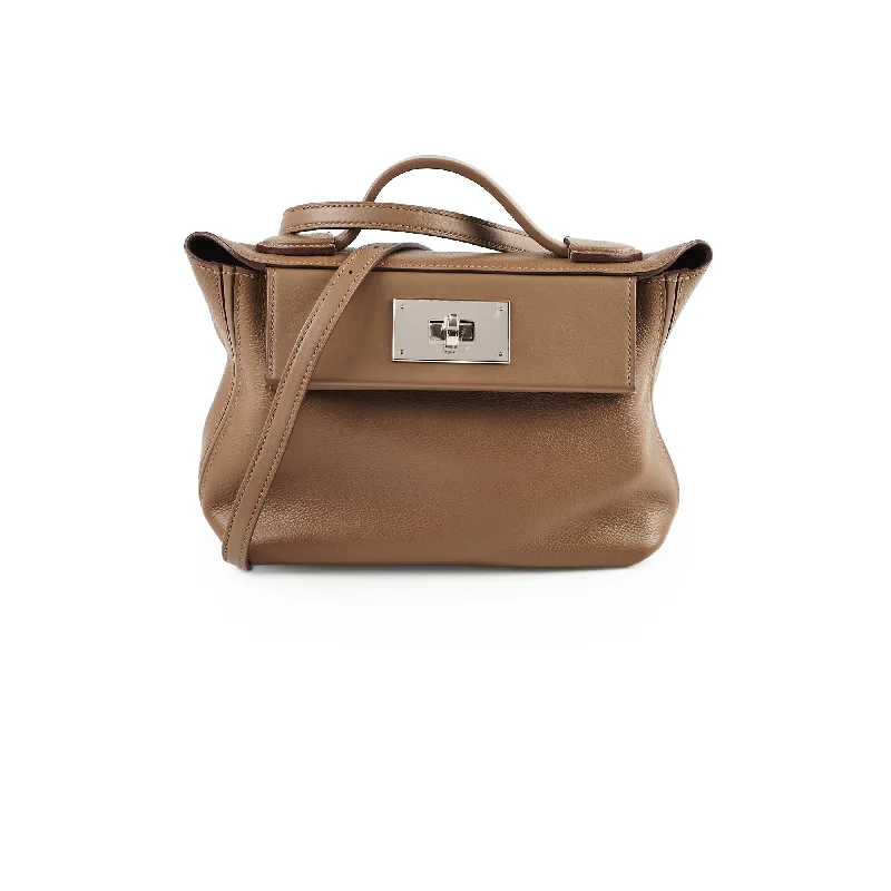 Soft - Handled Hermes So Kelly Bags for a Feminine TouchHermes Mini 24/24 Evercolour Etoupe - U Stamp