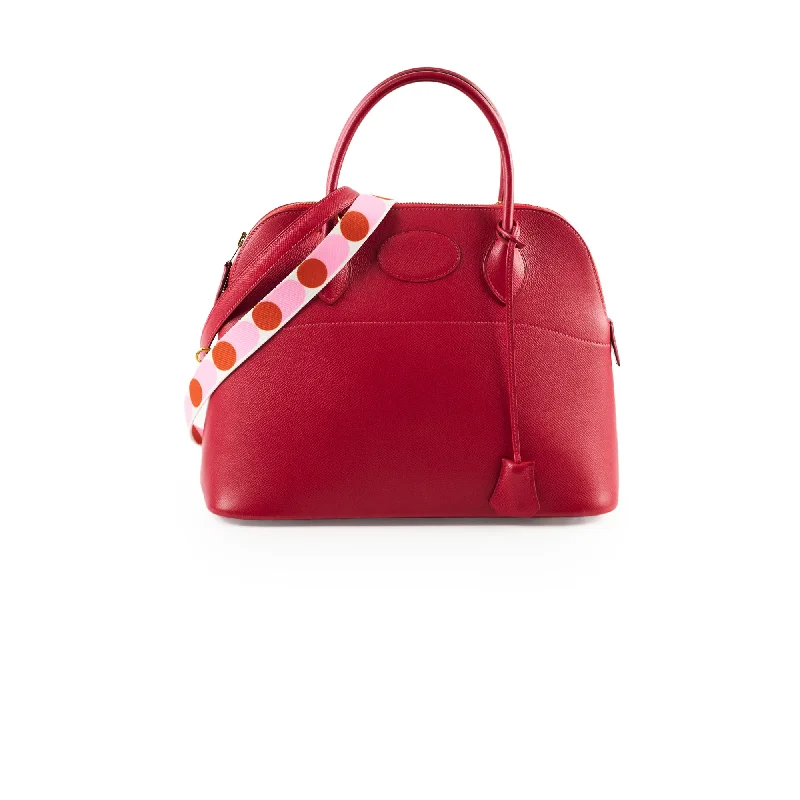 Faux Fur - Trimmed Hermes Bags for Winter SophisticationHermes Bolide 31 Red Square B Stamp