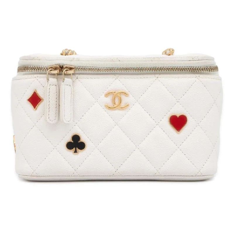 Chanel All - Match Handbag for Versatile StylingCHANEL Trump Vanity ChainShoulder Bag White AP3079 Caviar Leather