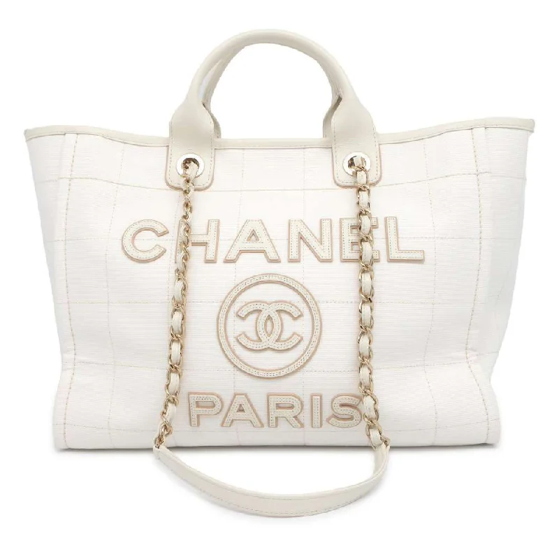 Chanel Limited Edition Handbag for CollectorsCHANEL Deauville 2wayChainTote Bag White A66941 Canvas Size Large