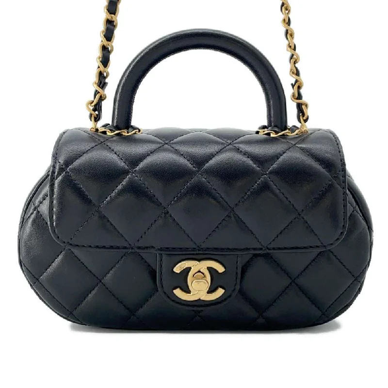 Chanel New Arrival Handbag with Gold HardwareCHANEL Matelasse Top Handle ChainShoulder Bag Black AS4569 Lambskin