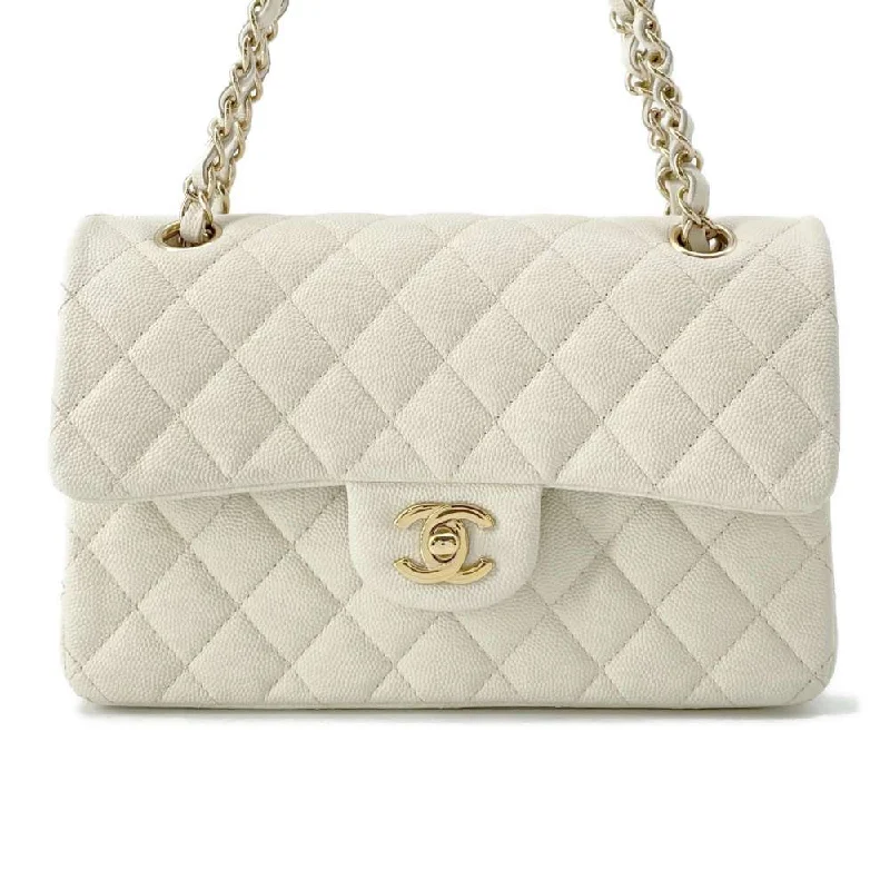 Chanel Vintage Inspired Handbag for Retro LoversCHANEL Matelasse W Flap W Chain Shoulder Off-white A01113 Caviar Leather Size 23