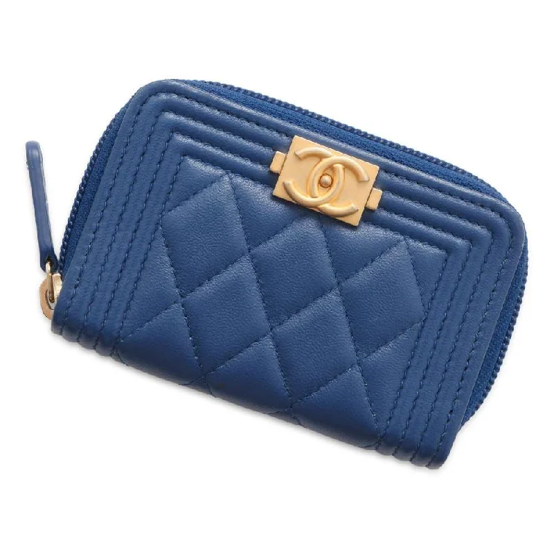 Chanel Chain Strap Handbag for Everyday UseCHANEL Boy Chanel Compact Wallet Blue A80602 Lambskin