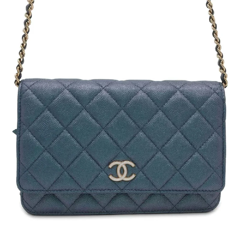 Chanel New Arrival Handbag with Gold HardwareCHANEL Matelasse Chain wallet Metalic Blue A33814 Caviar Leather