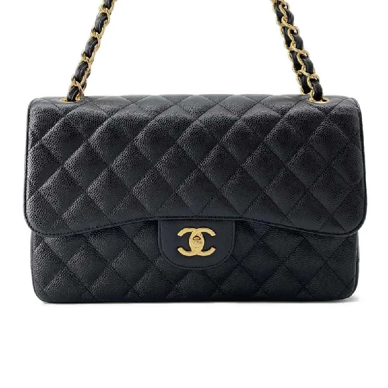 Chanel Luxury Handbag for High - End EventsCHANEL Matelasse W Flap ChainShoulder Bag Black A58600 Caviar Leather Size 30