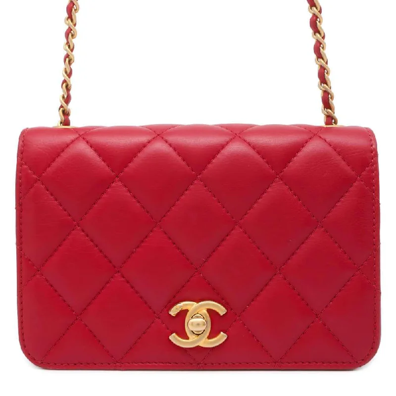 Chanel Small Crossbody Bag for TravelCHANEL Matelasse Full Flap ChainShoulder Bag Red AS0148 Lambskin