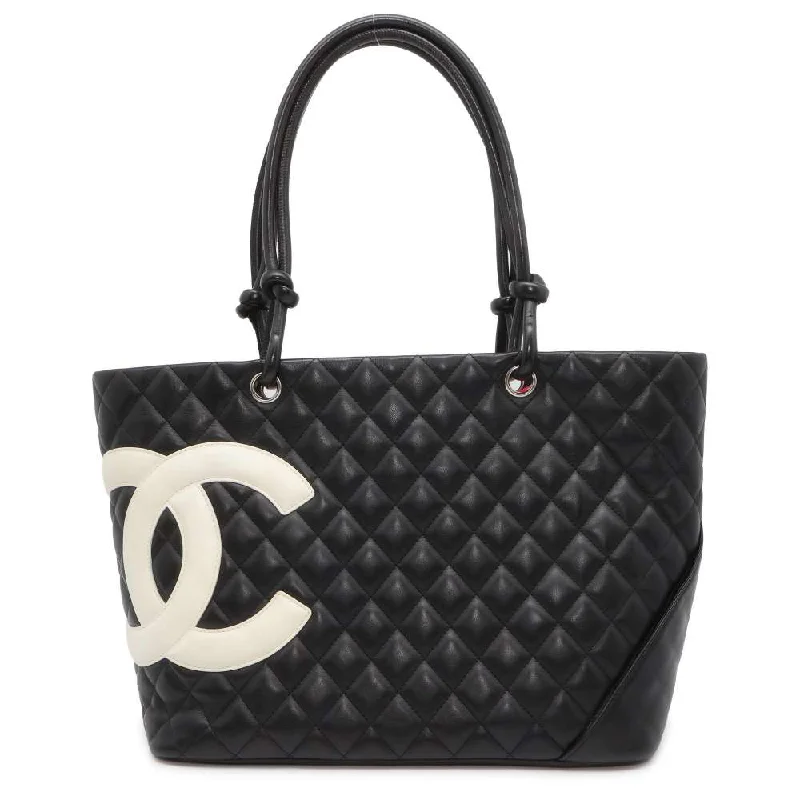 Chanel All - Match Handbag for Versatile StylingCHANEL Cambon line Tote Bag Black A25169 Leather Size Large