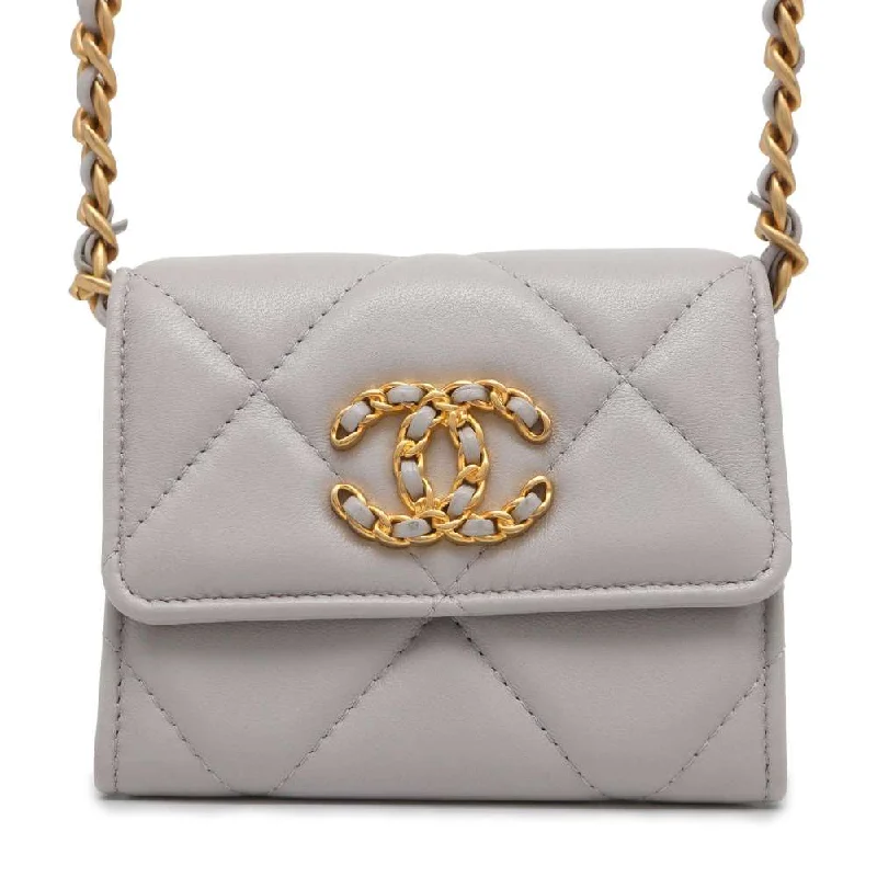 Chanel Colorful Handbag for Spring OutfitsCHANEL 19 Flap Matelasse Mini Chain Wallet Gray AP2409 Lambskin