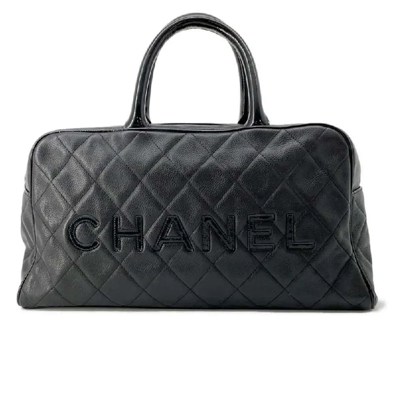 Chanel Quilted Leather Shoulder Bag for FashionistasCHANEL Matelasse Mini Travel Bag Black A15685 Caviar Leather Patent Leather