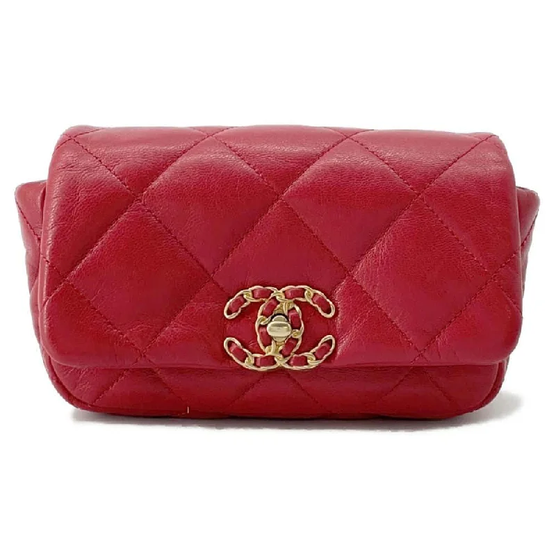 Chanel Small Crossbody Bag for TravelCHANEL CHANEL19 Belt Bag Red AS1163 Lambskin