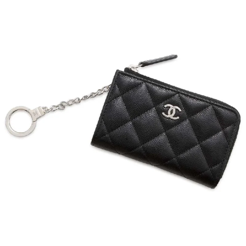 Chanel Luxury Handbag for High - End EventsCHANEL Matelasse Zip Keychain Black AP0221 Caviar Leather