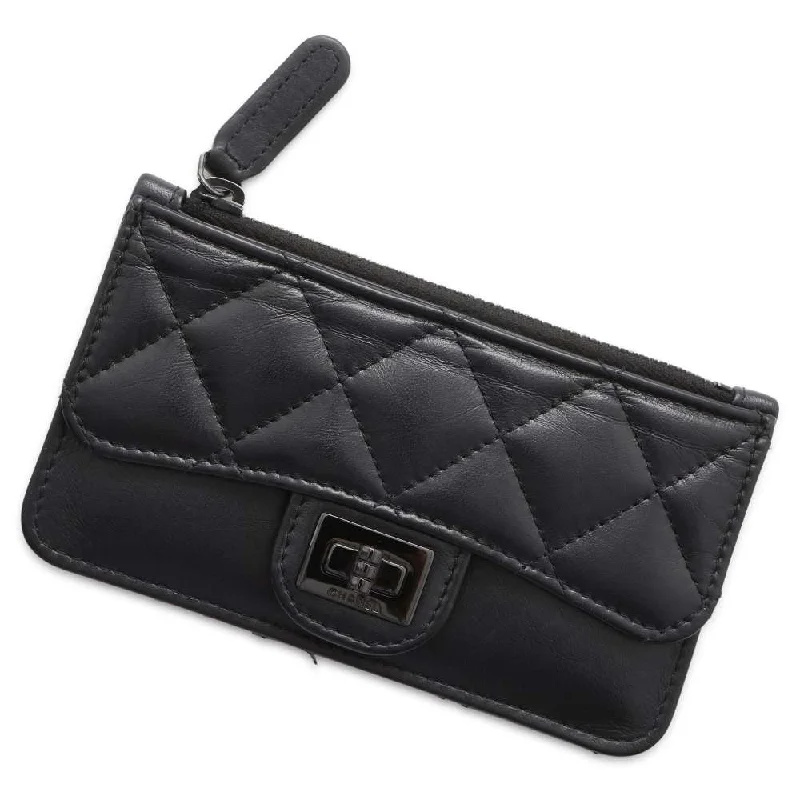 Chanel Vintage Inspired Handbag for Retro LoversCHANEL 2.55 CardCoin purse Black Calf Leather