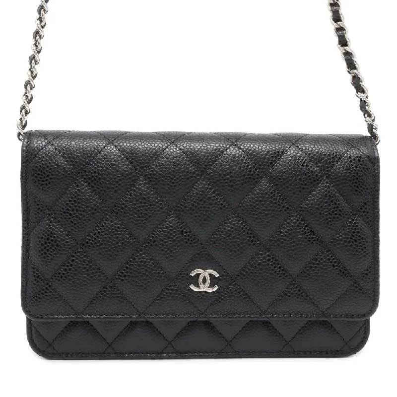 Chanel Small Crossbody Bag for TravelCHANEL Matelasse Classic Chain Wallet Black AP0250 Caviar Leather