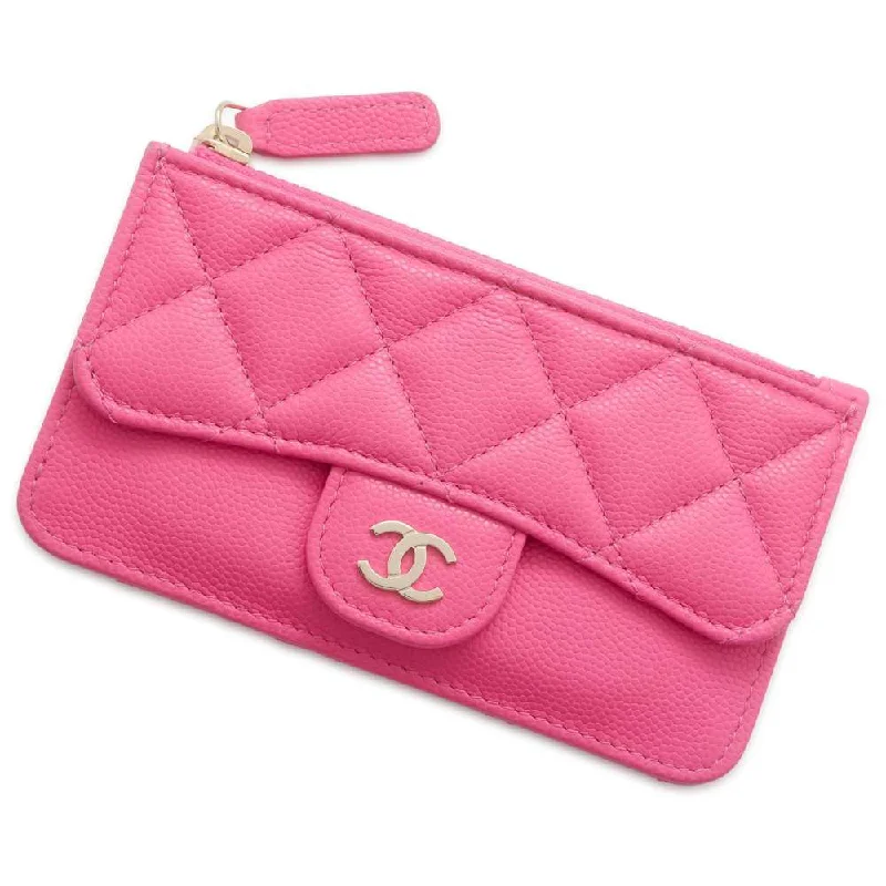 Chanel Chain Strap Handbag for Everyday UseCHANEL Matelasse Classic Zip Card Case Pink AP2570 Caviar Leather