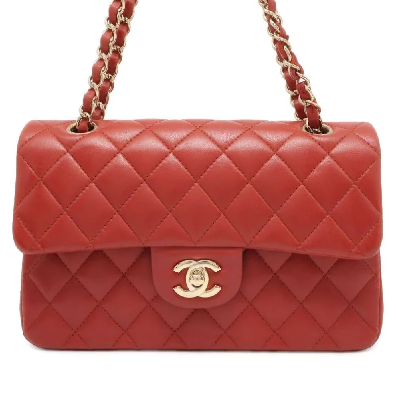 Chanel New Arrival Handbag with Gold HardwareCHANEL Matelasse Double Flap ChainShoulder Bag Red A01113 Lambskin Size 23