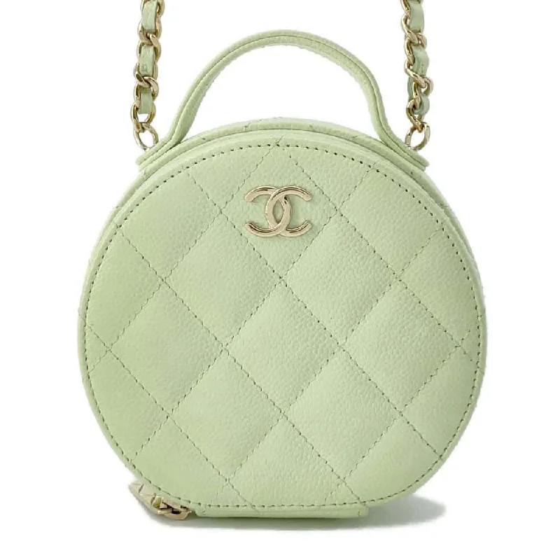 Chanel All - Match Handbag for Versatile StylingCHANEL Matelasse Round ChainShoulder Bag Green AP2502 Caviar Leather Size Small