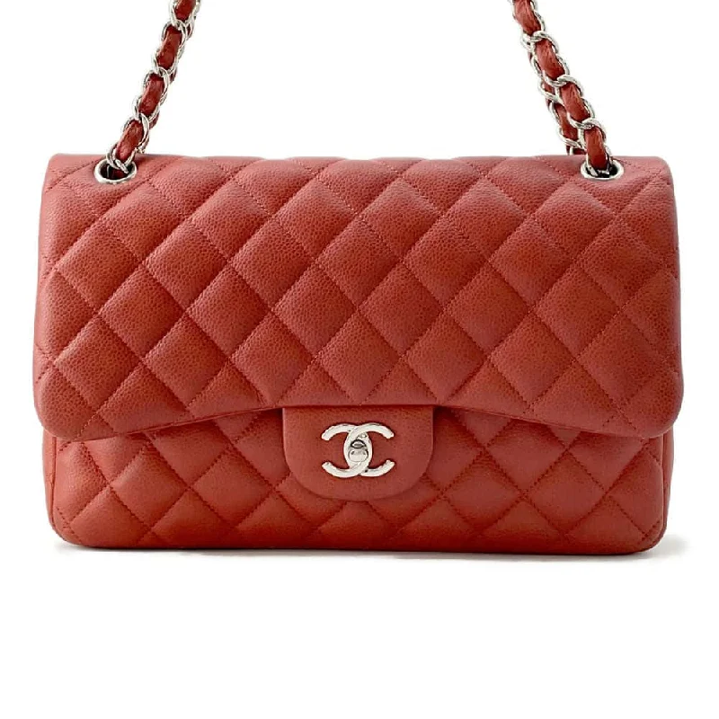 Chanel Chain Strap Handbag for Everyday UseCHANEL Matelasse W Flap ChainShoulder Bag Red A58600 Caviar Leather Size 30