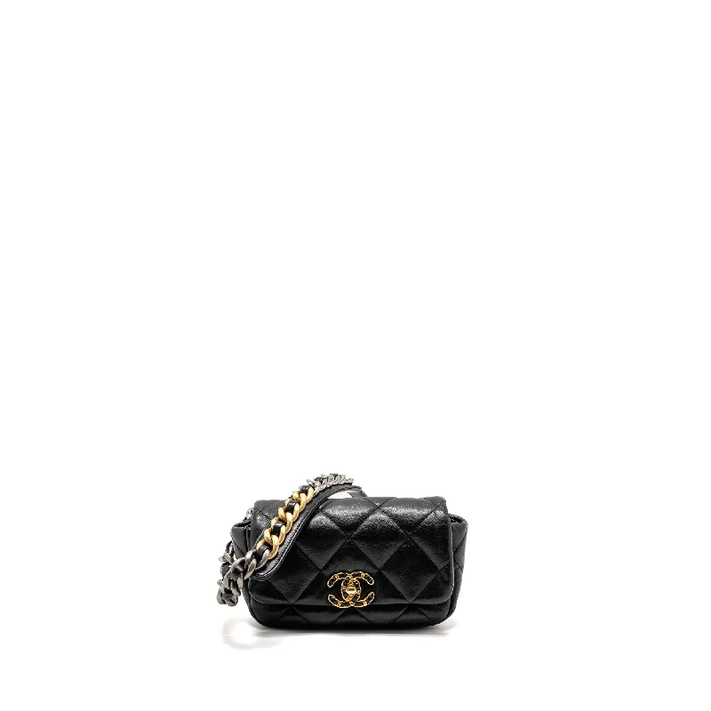 Chanel All - Match Handbag for Versatile StylingChanel 19 Quilted Waist Belt Bag Calfskin Black GHW