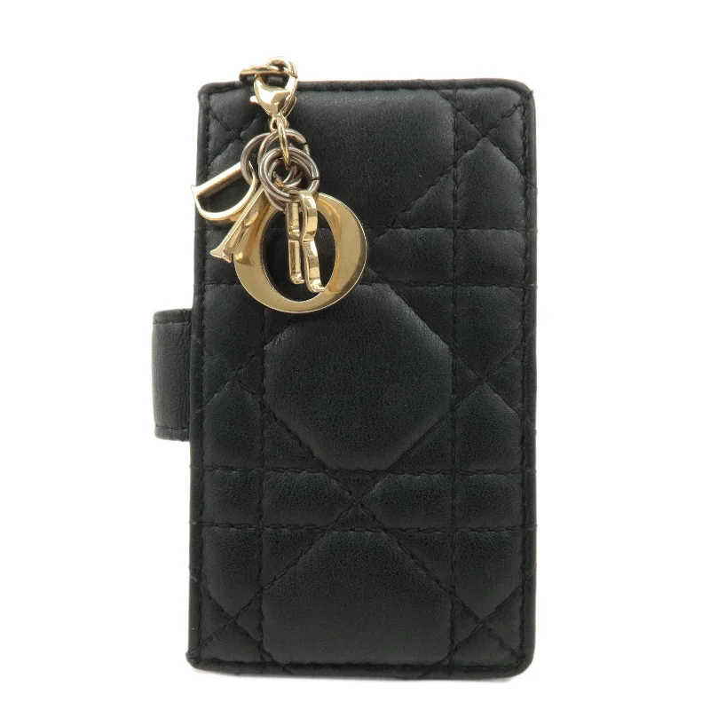 Christian Dior bags with a zip - top closure and multiple compartmentsChristian Dior Cannage Lady Dior Leather Card Case Black