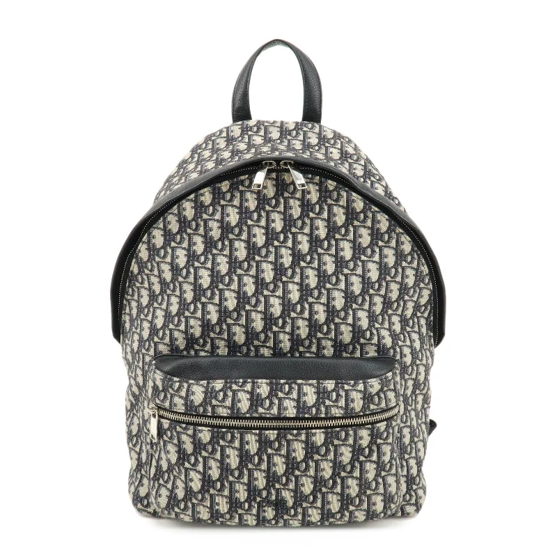 Christian Dior backpacks with a sleek, minimalist silhouetteChristian Dior Trotter Oblique Jacquard Backpack Rucksack Navy