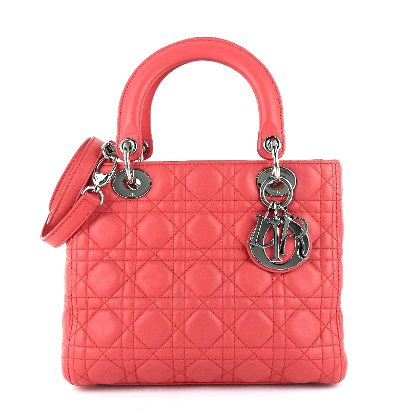 Christian Dior bags with a zip - top closure and multiple compartmentsLady Dior Medium Lambskin Handbag