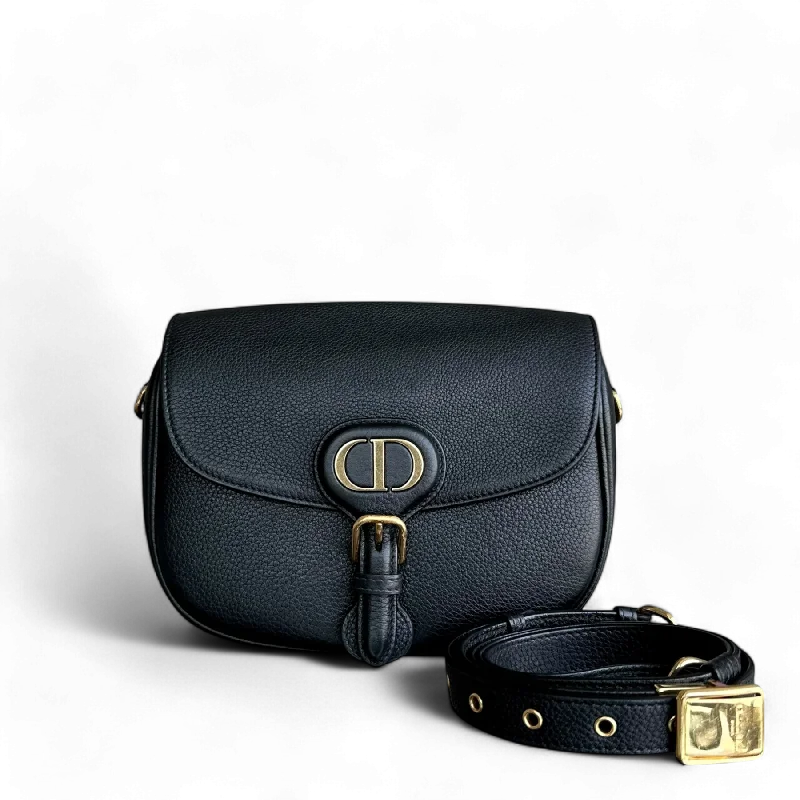 Christian Dior Saddle bags with a distressed leather finishDior Bobby Medium Grained Calfskin Black Golden Hardware